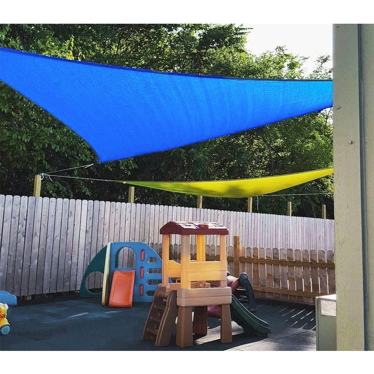 Blue 300D 8 SIZES Regular Triangle Shade Sail Waterproof Polyester awning Sun Outdoor Sun Shelter garden Camping Canopy shed