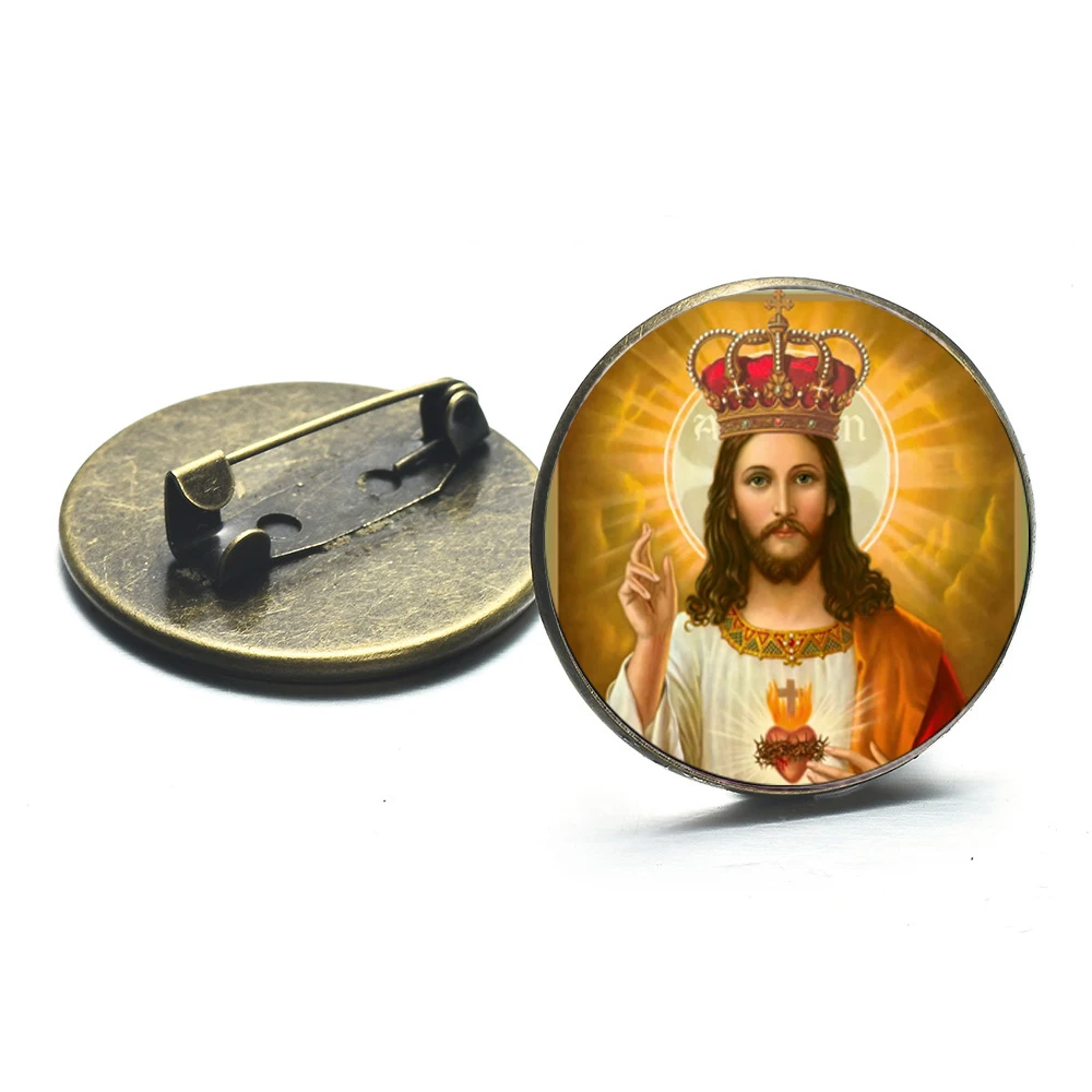 FIMAODZ Society Mormon Church Brooch Metal Pins Lds Art Jesus Picture Glass Dome Backpack Clothes Badges Pin Relief Jewelry