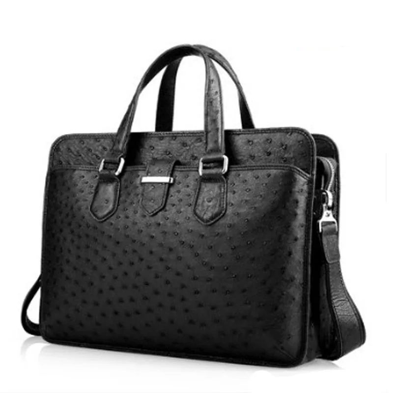 gete new Special new ostrich skin men handbag Thai leather fashion large capacity men handbag fashionable men handbag male bag