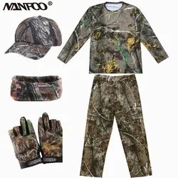 New Summer Bionic Camouflage Hunting Fishing Suit Breathable Long Sleeve T-Shirt Wearable Pants Tactical Military Ghillie Suit