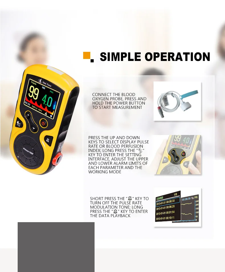 Oxímetro de pulso de palma para bebés y adultos, Detector profesional con modo de recarga, pantalla Oled, SpO2, PR, PI, ECG, Monitor de pacientes