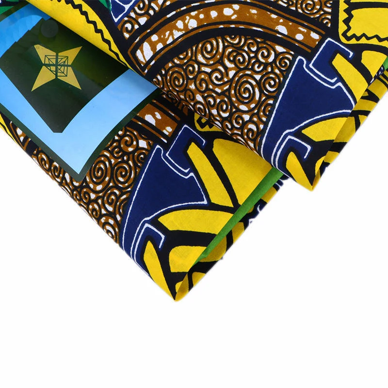 2019 Latest Design African Fashion Yellow & Green Print 100% Cotton Veritable Ankara Guarantee Real Wax Java