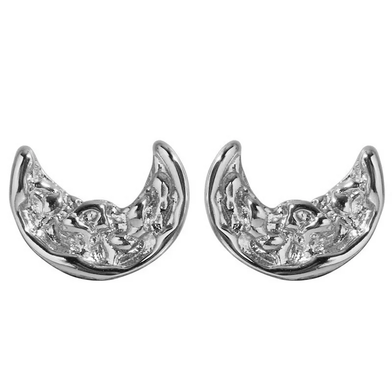 KOFSAC-pendientes de tuerca de luna creciente de Lava para mujer, joyería de plata de ley 2022, pendiente de mujer con personalidad Simple, novedad de 925