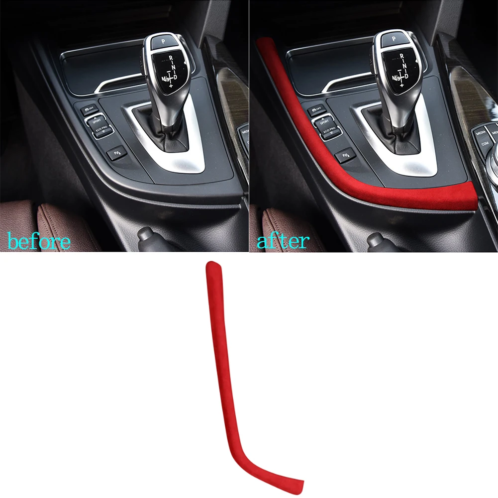 Car Fur Leather Center Console Gear Shift Panel Decorative Trim for BMW F30 F31 F32 F34 F36 3gt 2013-2018