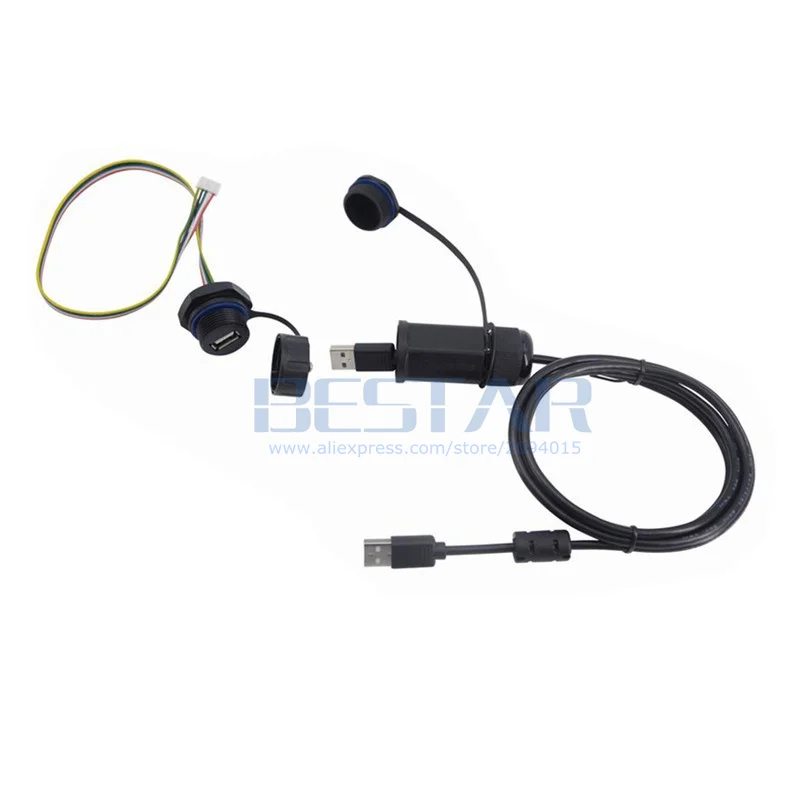 XHP 1m/1.5m/3m USB Waterproof Extension Cable Type a Female M25 IP68 Dustproof Cap Industrial Standard 2.0