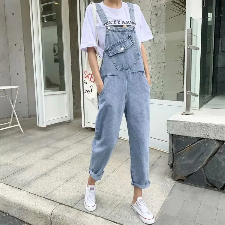 Feynzz Denim Jumpsuits Women Pant Woman Jeans High Waist Denim Pants Wide Leg Denim Clothing Blue Jeans Vintage Quality Fashion