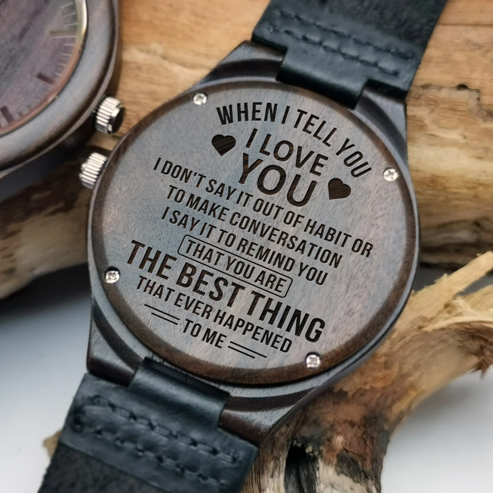 

To My Boyfriend-back carved blessing leather watch with sandalwood night light watch