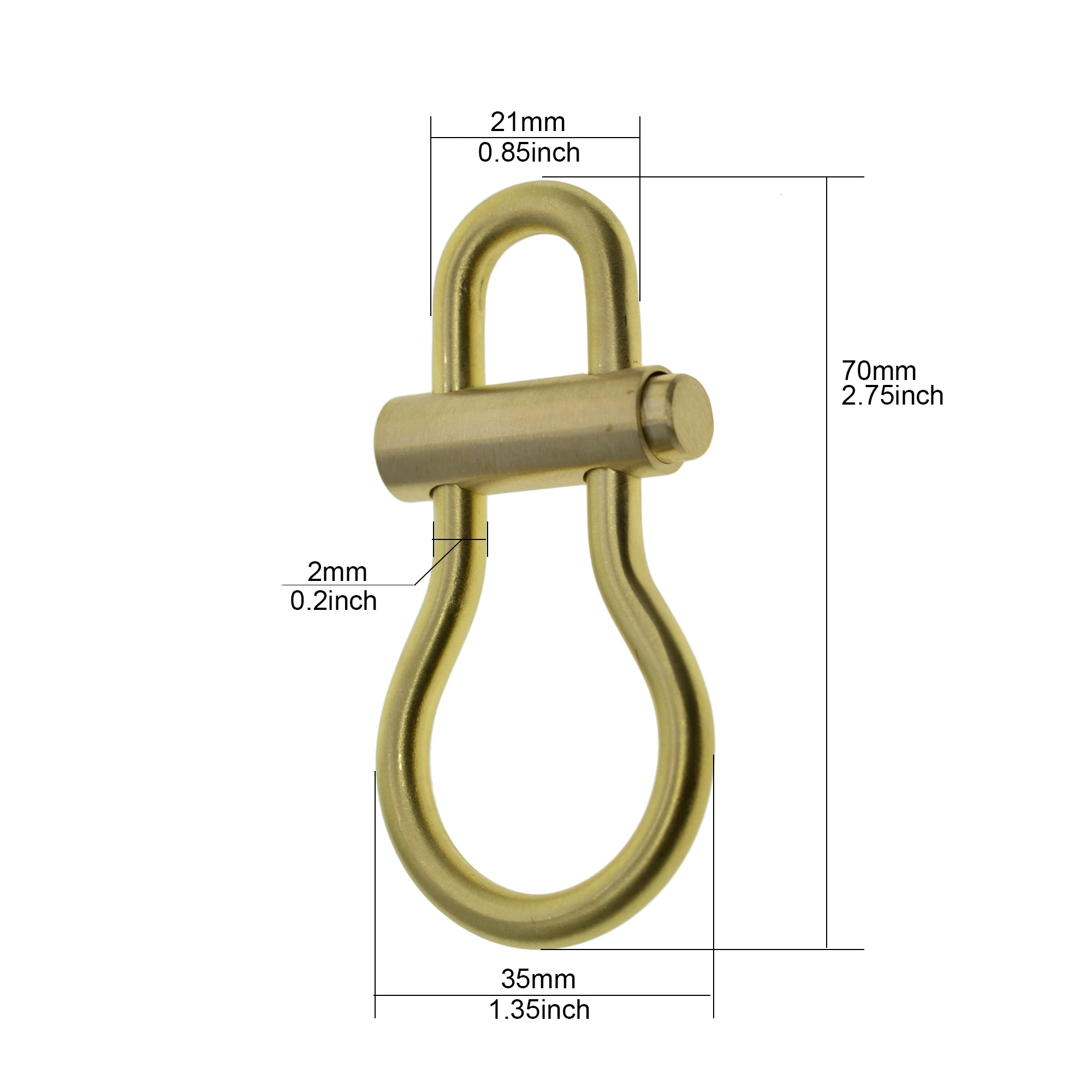 unique Stylish and extra Strong Solid Matte Brass Oval snap Locking Slide Lock Carabiner Quick release dog leash EDC lanyard