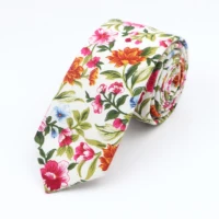 New Floral Elegant Tie For Men Women 100% Cotton Beautiful Flower Paisley Necktie Narrow Skinny Cravat Wedding Casual Corbatas 2