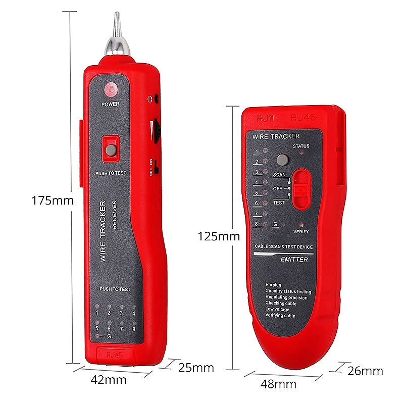 HTOC Cáp Theo Dõi Cáp Mạng RJ45 RJ11 Dòng Thiết Bị Tìm Dây Theo Dõi Chẩn Đoán Màu Bộ Dụng Cụ Với Tai Nghe