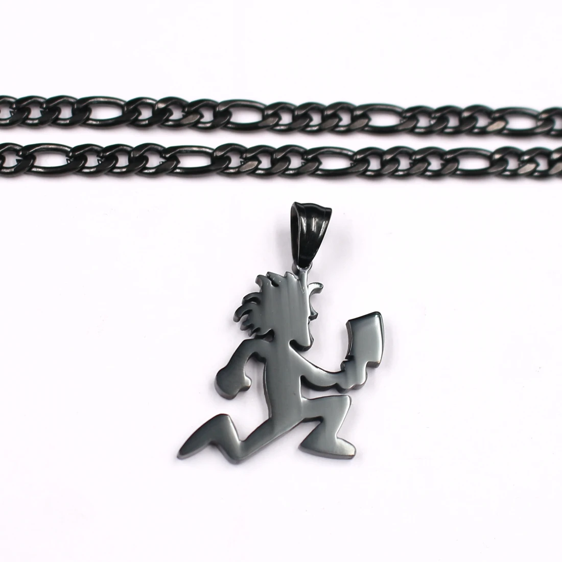 Black Small 1inch Hatchetman Charm Juggalo Pendant Stainless Steel Necklace Chain 24'' 4mm NK