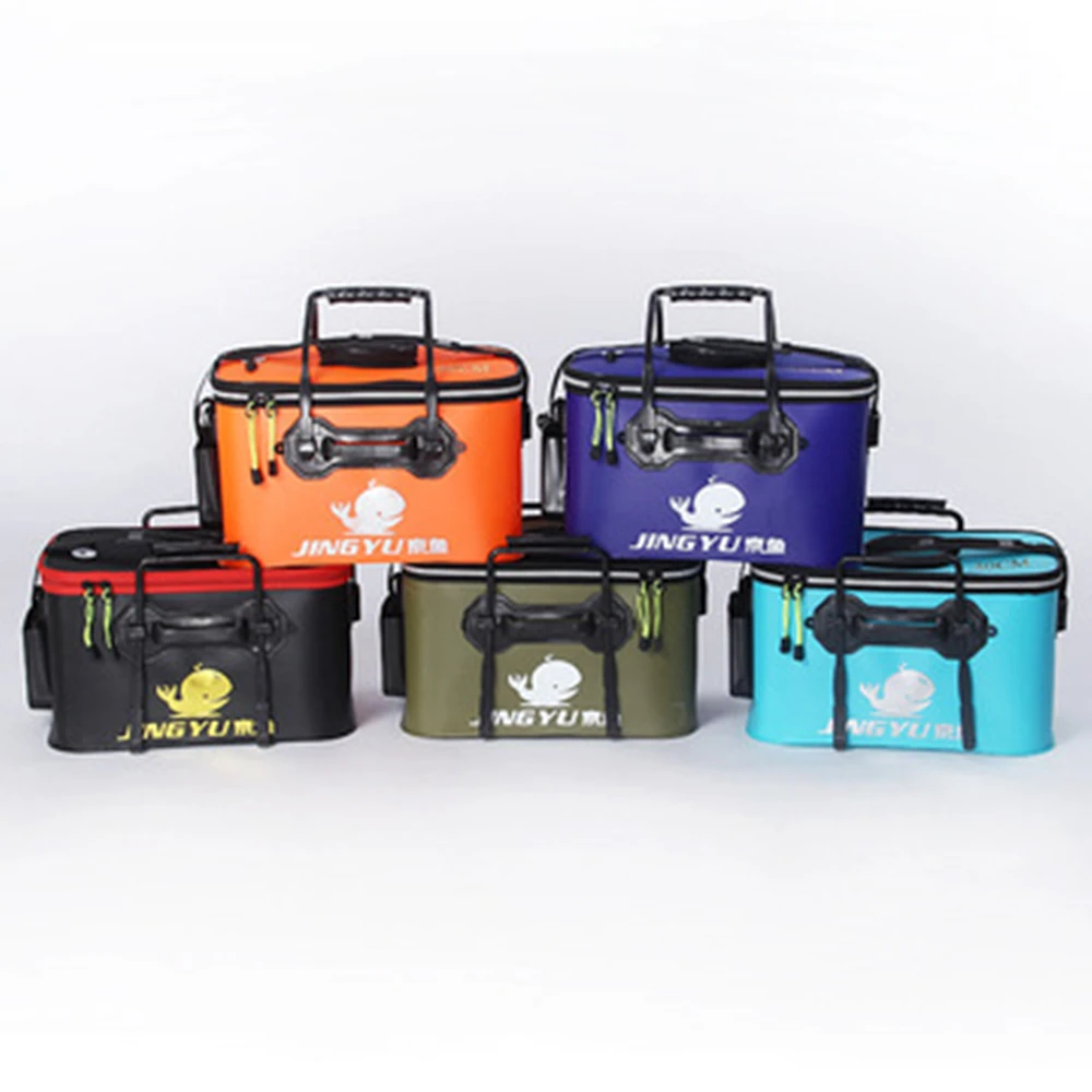 Fly Fishing Box Portable Fish Bag Collapsible Sea Fishing Bucket with EVA Folding Thickened Fish Bucket Outdoor Water Bags Tools