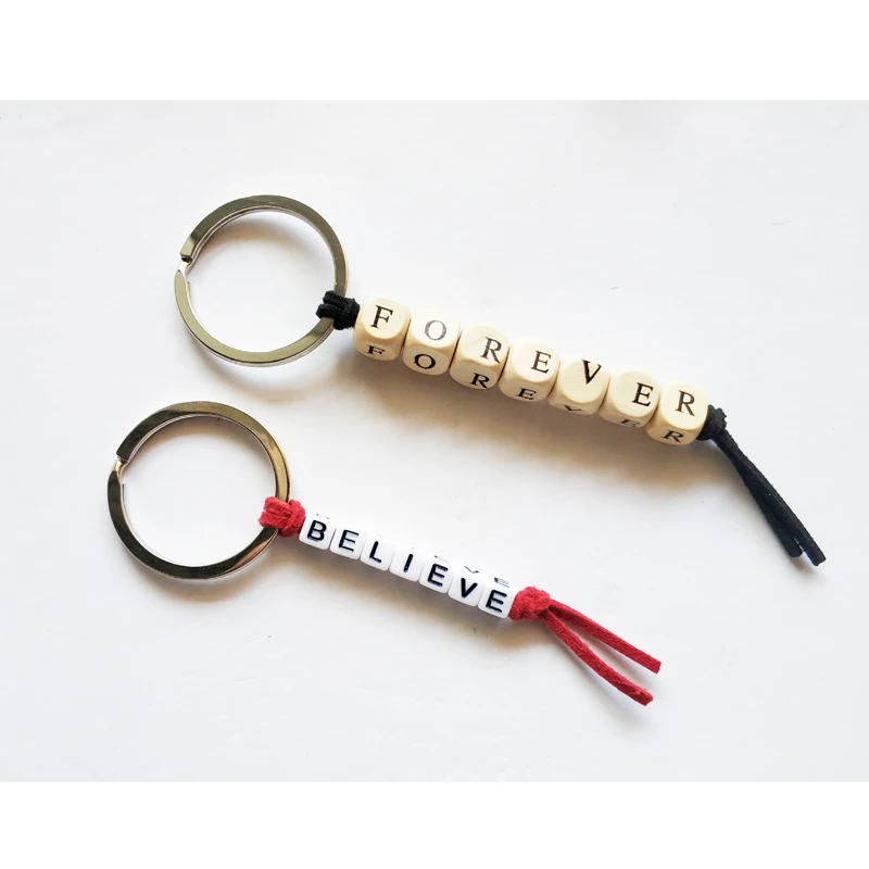 1pc Custom Key Ring Personalised Keyring Keychain Name Wood Key Holder Resin Xmas Gift Bagpack Tag Favour Gift Letter Handmade