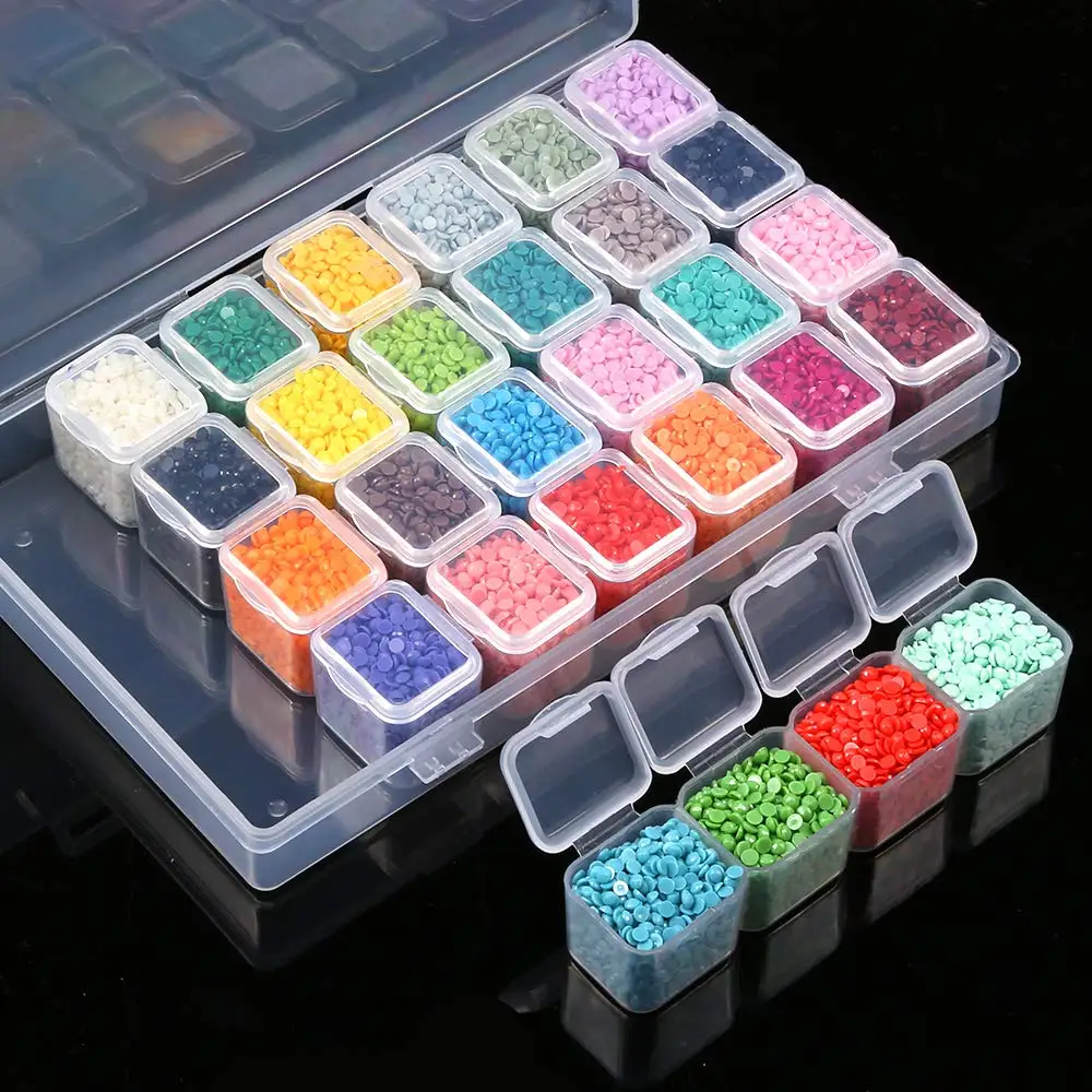 28 Slots Plastic Storage Diamond Painting tools Box mosaic Rhinestone Storage Box Case Organizer Holder Adjustable Compartment