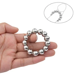 New  Stainless Metal Penis Ring Sex Toys for Men Male Delay Ejaculation Stainless Steel Cock Ring With 13 Beads Glans Stimulator