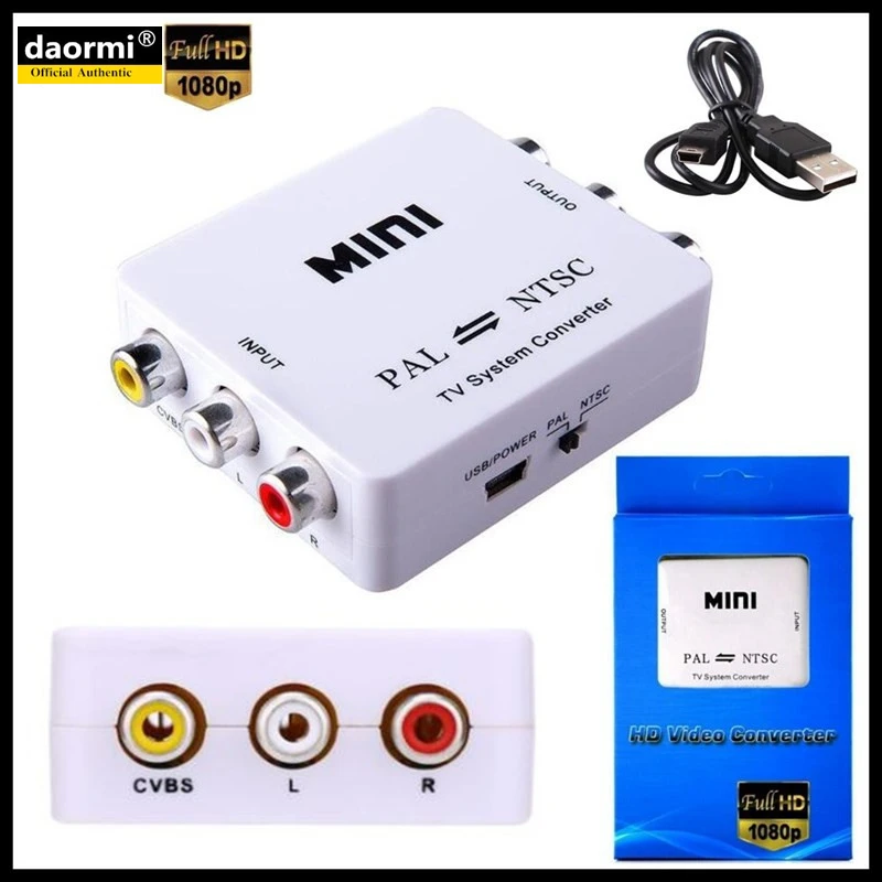 10pcs! 1080P HD MINI TV System Converter PAL to NTSC Adapter (Conversion to Each Other) for DVD/VCR/DVR/PS2/TV/Monitor/Projector