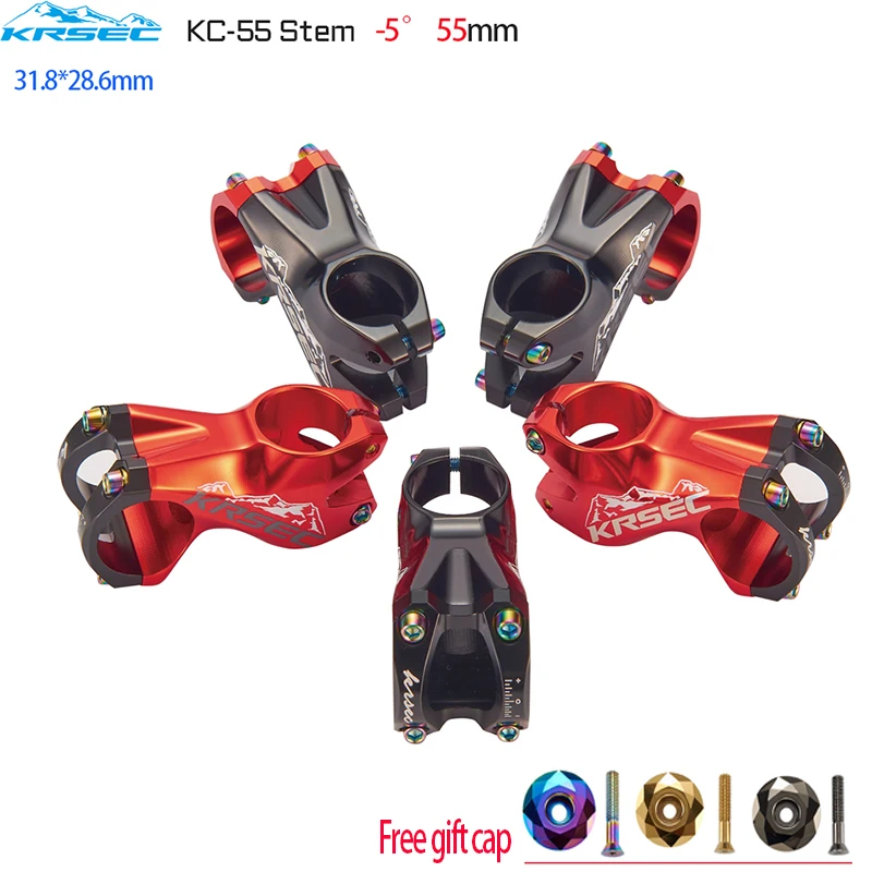 

KRSEC MTB Power Stem Bicycle Handlebar Stem Riser 31.8*28.6mm 55mm Alloy CNC Road Mountain Bike Bridge Tee MTB Table Bike Parts