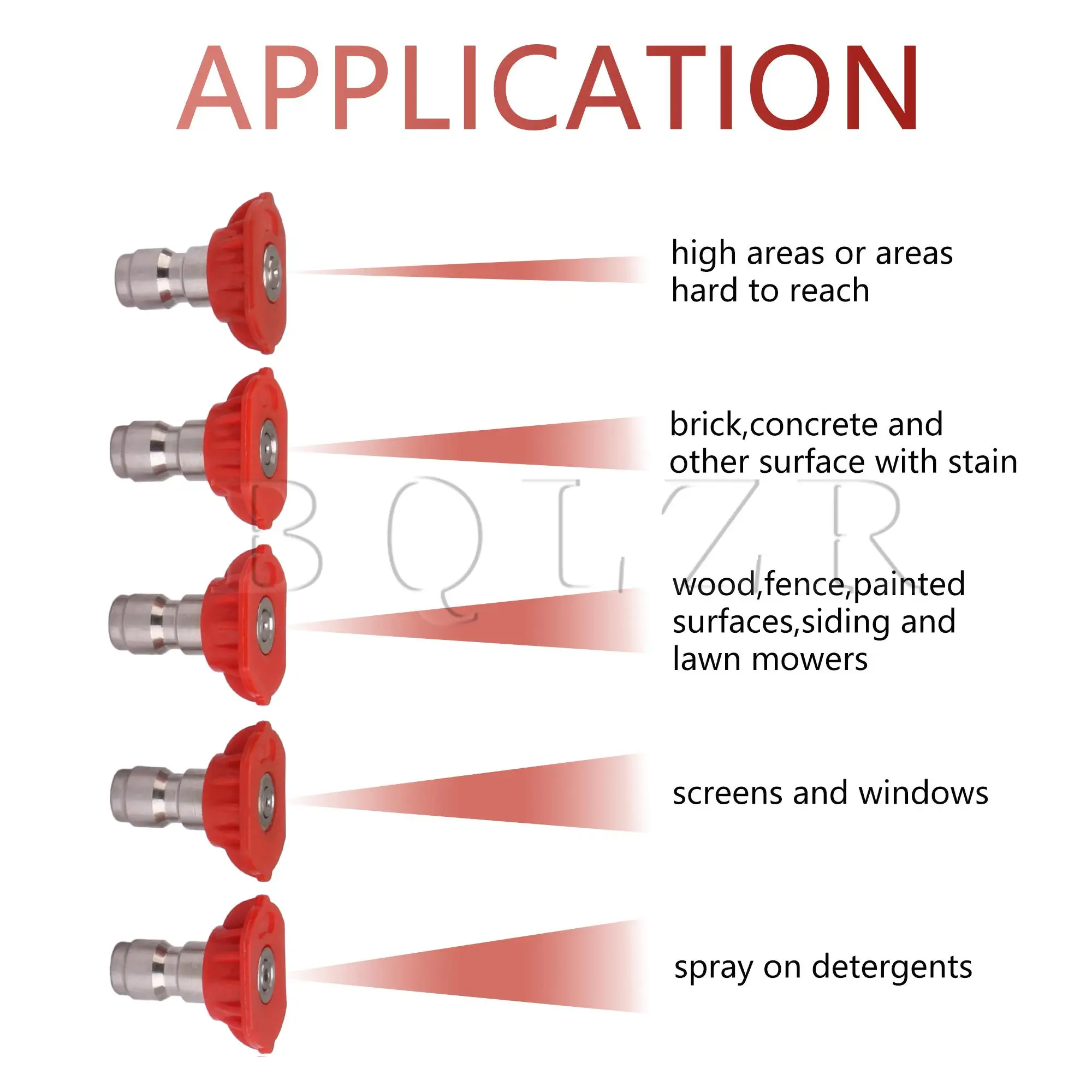 Bqlzr 10Pcs Rvs 0 Graden Sproeikop Tip 1.0 1.2 1.4 1.6Mm Rood