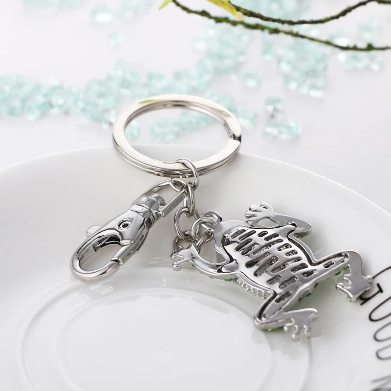 2021 new cute and beautiful rhinestone crystal green frog wallet bag keychain birthday party gift