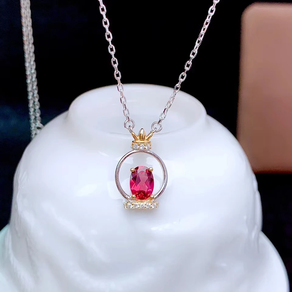 throne style natural garnet pendant of necklace for women jewelry natural gem gift real 925 silver birthstone love gift