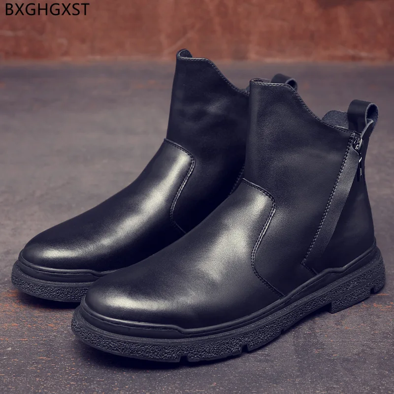 Botas masculinas de couro genuíno botas de tornozelo para homens masculinos grossos botas masculinas sapatos casuais sapatos de inverno buty robocze meskie