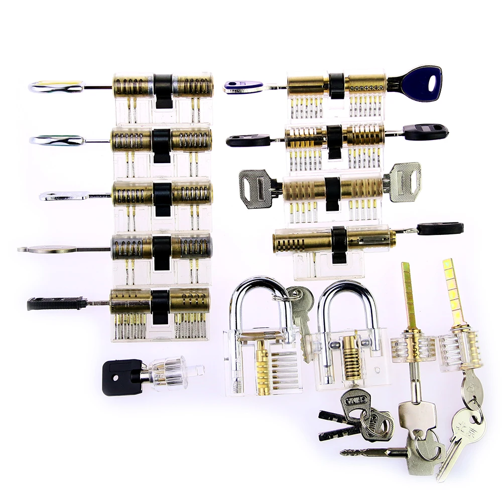 14pcs Transparent Lock Practice Lock Professional 14 Different Locks for Locksmith Training Locksmith Supplier