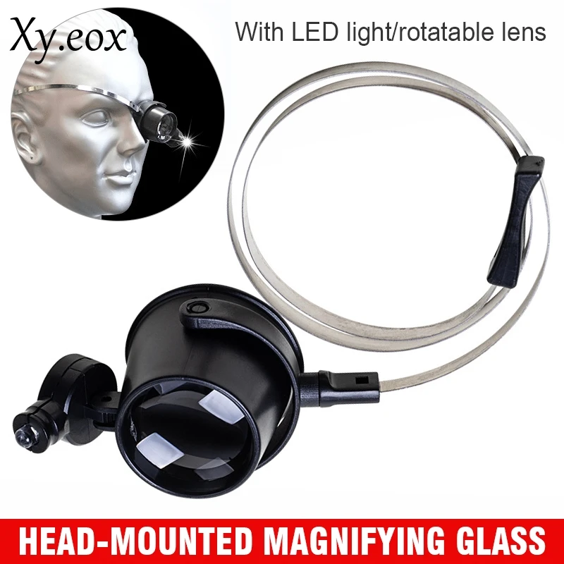 15X Wearable Magnifier Reading Magnifying Glass Lens Jewelry Loupe w/ LED Light