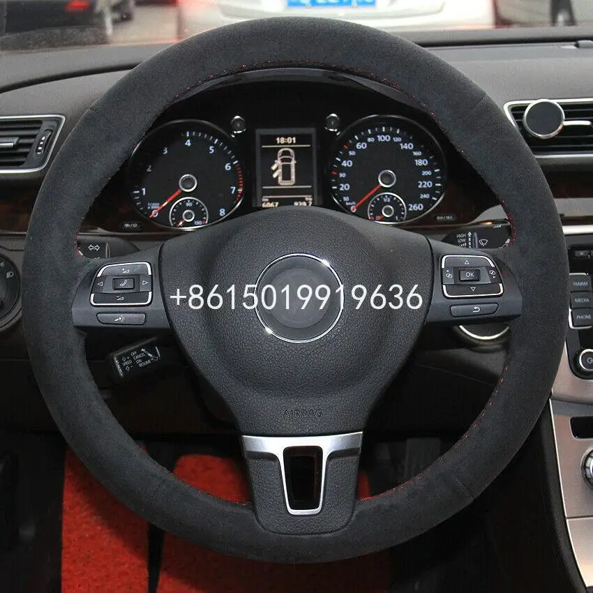 

Black Suede Car Steering Wheel Cover for Volkswagen Golf Tiguan Passat B7 MK6