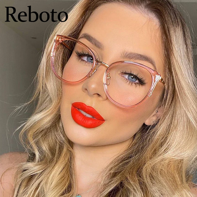 Female Round Eyeglasses Anti Blue Light Pink Transparent Women's Glasses Frame Fashion Brand Spectacles Prescription Lens óculos