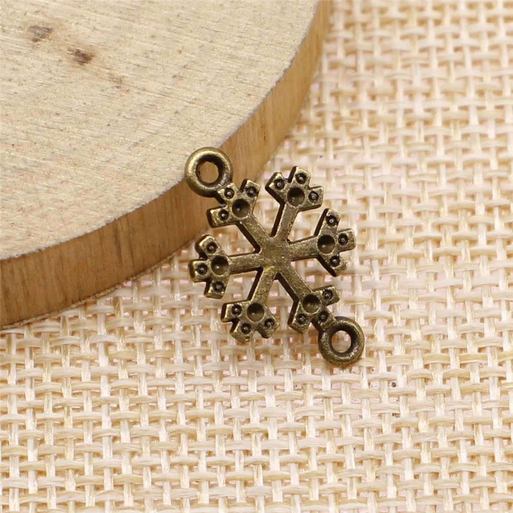 free shipping 72pcs 22x14mm antique bronze Snowflake connector charms diy retro jewelry fit Earring keychain hair card pendant