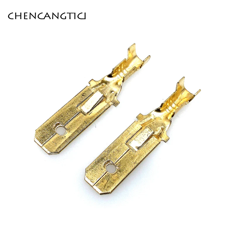 20 Pcs Brass Tinned 6.3 MM Female Male Spade Crimp Terminal Brass Wire Connector DJ623-E6.3A DJ623-E6.3B DJ623-E6.3C H62