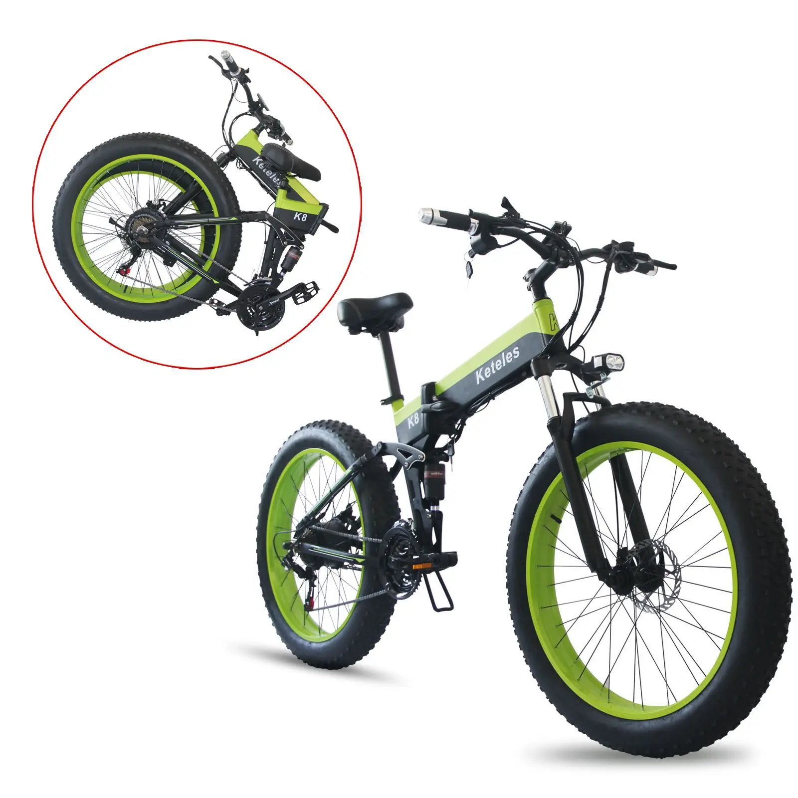 

Fat Tyre 26-inch 48V 350W 10AH Lithium Battery-assisted Folding Electric Bicycle