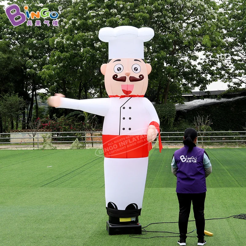 Customized 2.5mH Inflatable Chef Air Dancer For Restaurant Decoration / Waving-Hand Cook Sky Dancer Balloons - BG-D0100