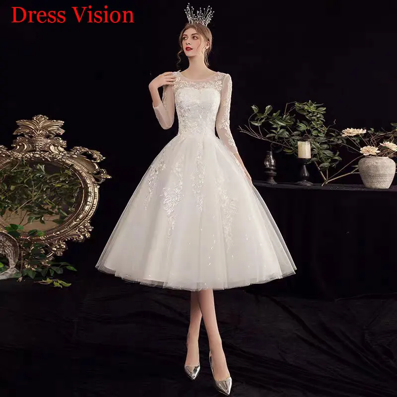 

Short Wedding Dress V-neck Robe De Mariée Vestido De Noiva Wedding Gown свадебное платье Robe De Mariage Lace Appliques