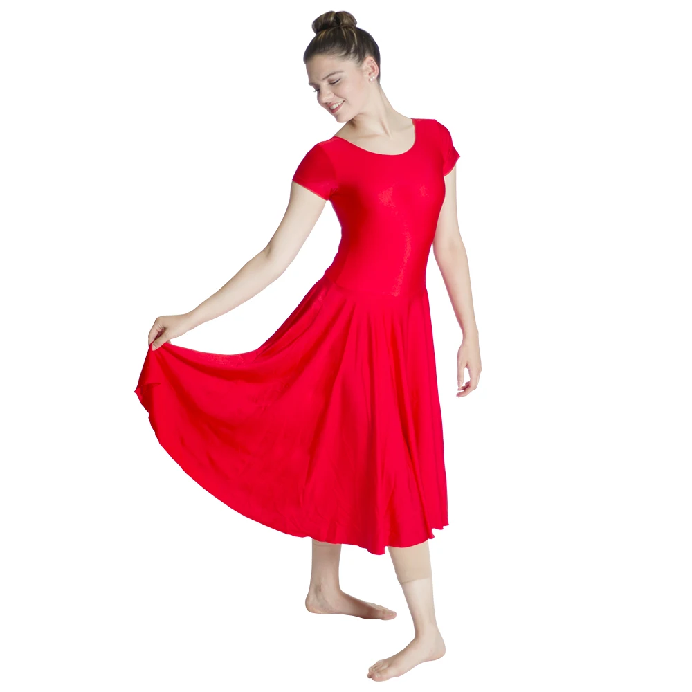 Robe Longue à Manches Courtes pour Femme et Fille, Costume Lyrique Contemporain, LyJean-Brcorporelle, 18 Couleurs Disponibles