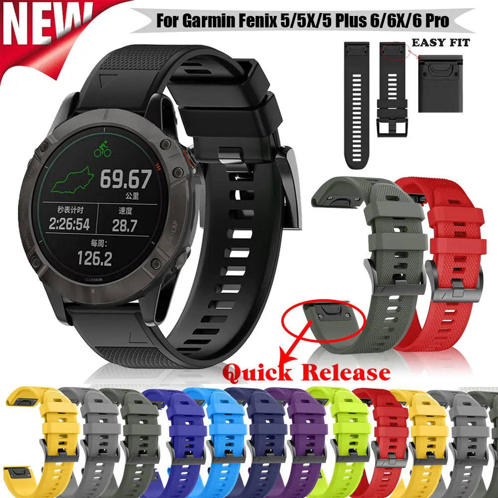 Smart Watch Strap 22 26mm For Garmin Fenix 7 7X 6 6X Pro 5 5X Plus 3 3HR Quick Release Band Forerunner 935 945 Silicone Bracelet
