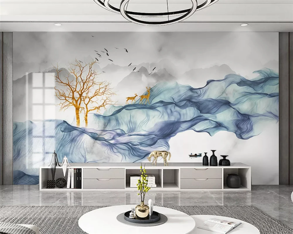 

Beibehang индивидуальные современные минималистичные новые китайские чернила пейзаж ТВ фон декоративная живопись papel de parede обои