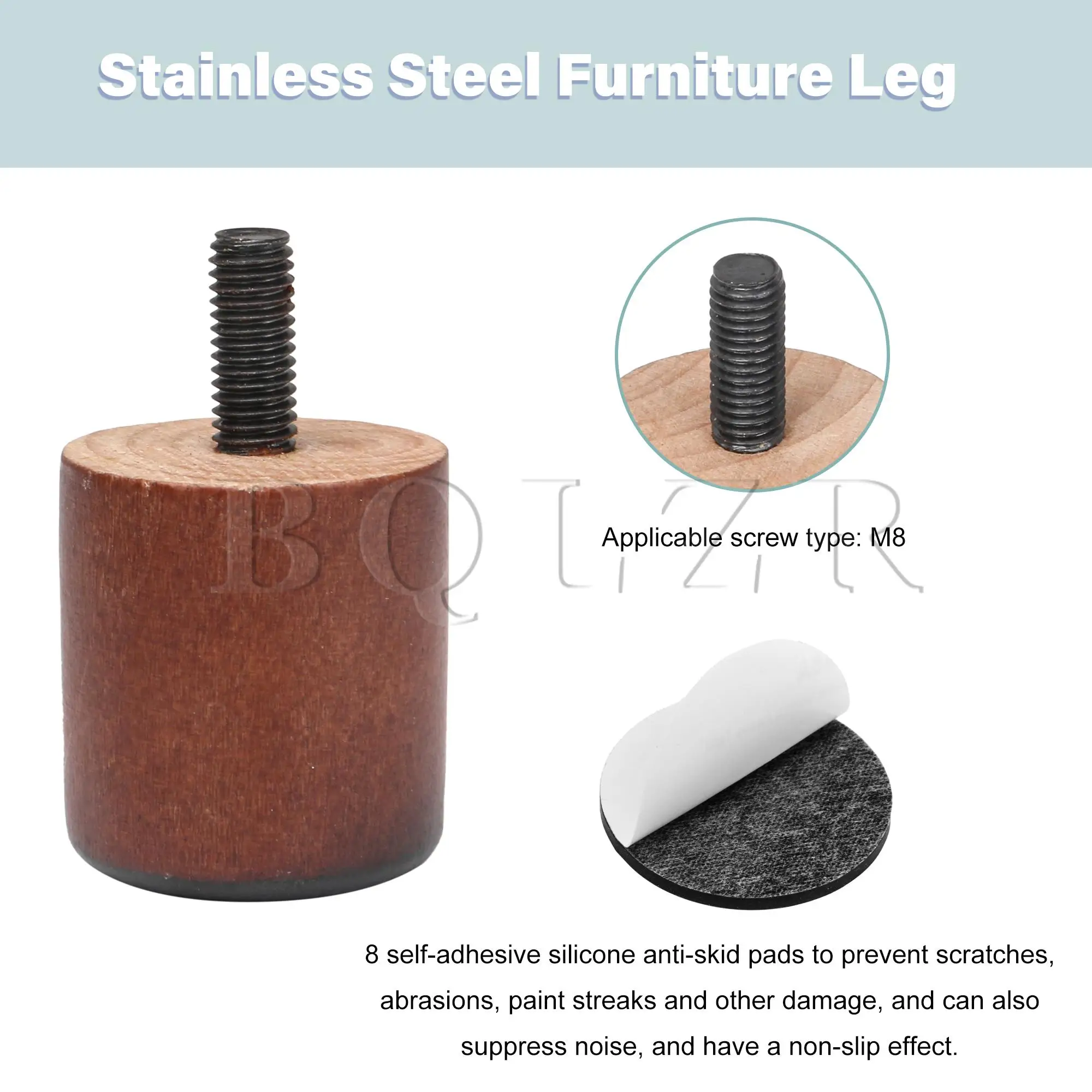 BQLZR Cylindrical Wooden Couch Legs Furniture Feet Brown 3.7x3.5cm Pack of 8