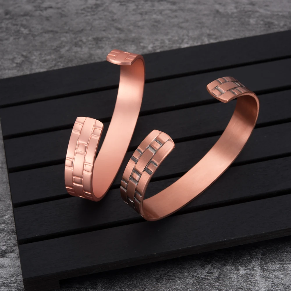 Vinterly Cross Pure Copper Bracelets Men Magnetic Therapy Vintage 13mm Adjustable Cuff Health Energy Jewelry Benefits Arthritis