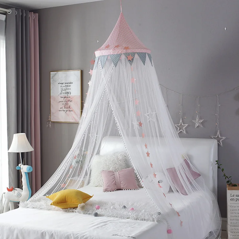 Rede mosquiteira para quarto de bebê, cortina de cama de criança, dossel redondo, rede de berço, tenda baldachin, decoração, acessórios de quarto de menina, dropship