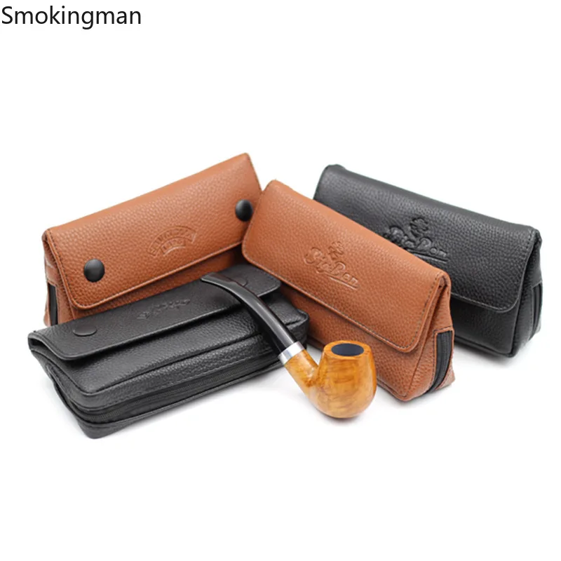 Leather Pipe Bag Bag Black/Brown Lychee Pattern Tobacco Bag Portable Pipe Accessories Smoking Set Tobacco Bag Kit pipe pipes