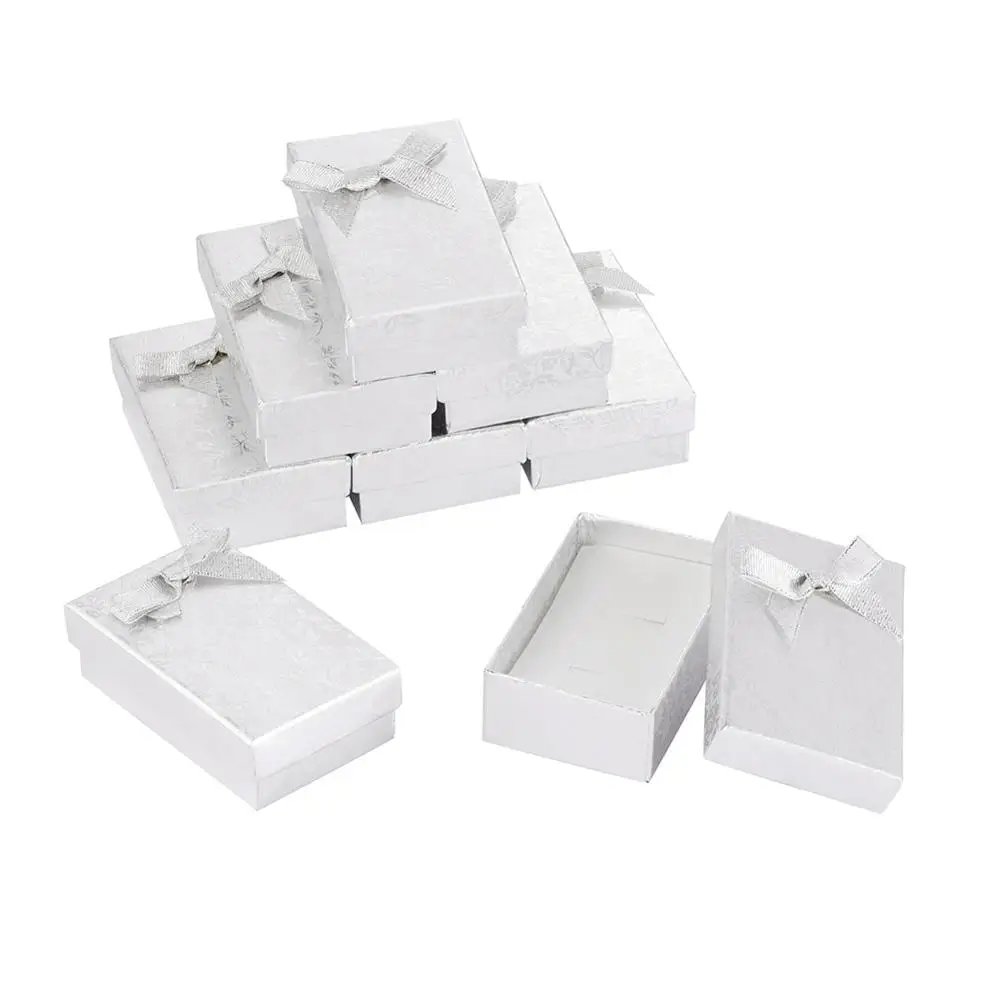 24Pcs Gift Boxes Jewelry Organizer Storage Box Rings Earrings Jewellry Packaging Container with Bowknot and Sponge 83x53x27mm