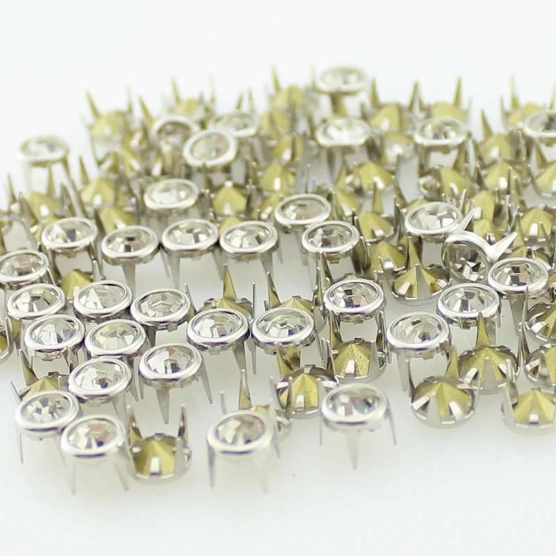 100pcs High Quality 7mm Claws Rhinestone Rivets Bag Clothing Leather Craft Accessory Decoration Crystal Rivets