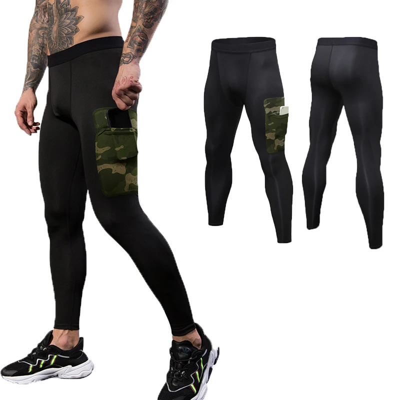 

Lovmove Spandex Camouflage Running Pants With Pocket Man Compression Pant Men Leggings Gym Sweatpants Fitness Quick Dry Trousers