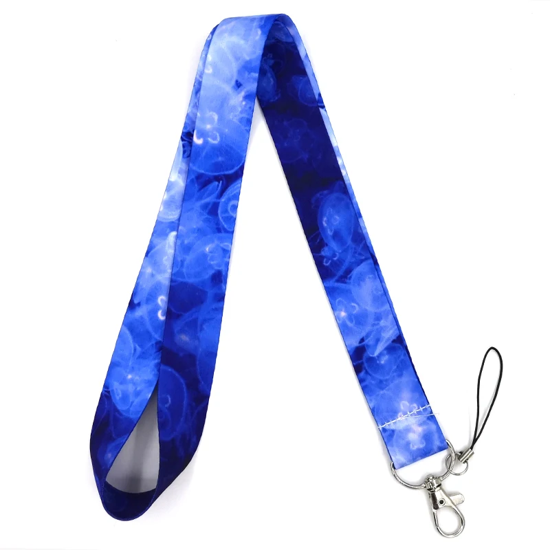 Jellyfish Ocean Neck Strap Keychains Lanyard ID Card Badge Holder Hanging Rope Webbing Ribbon Necklace Mobile Phone Accessories