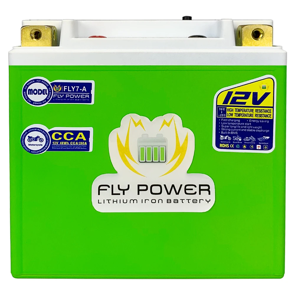 

12V 4AH Motorcycle LiFePO4 Starting Battery FLY7-A CCA 260A 48Wh Lithium Iron Phosphate Scooter Batteries With BMS