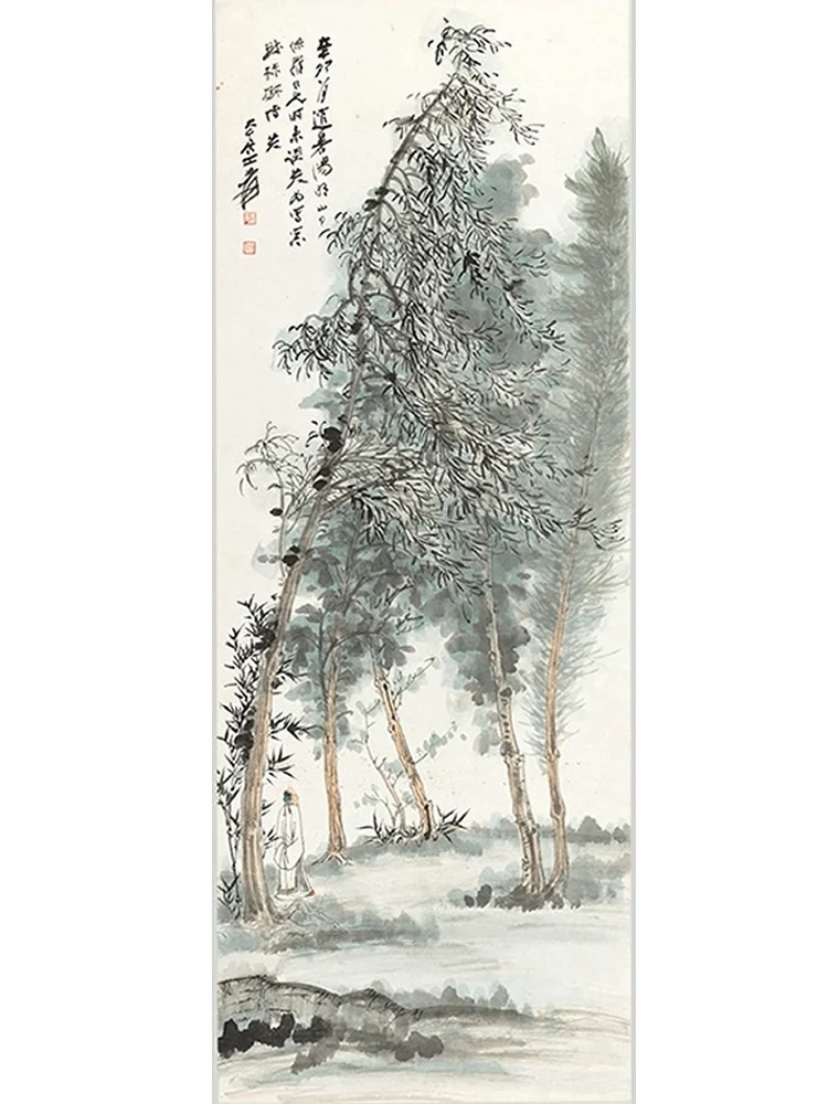 Zhang Daqian  Landscape map  47.5x127cm  Lose money  Free shipping  Big promotion  Wu Guanzhong's fine art     Silk cloth  Rice