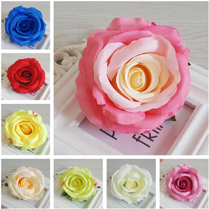 

50PCS 9CM 12Colors Artificial Silk Rose Flower Heads DIY Flower Props Accessoires Wedding Wall Arch Decorative Festival Supplier