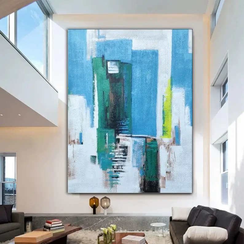 

Contemporary Art Abstract Painting Original abstract painting Large Wall Art Canvas Painting Living Room Office Decor Blue Art