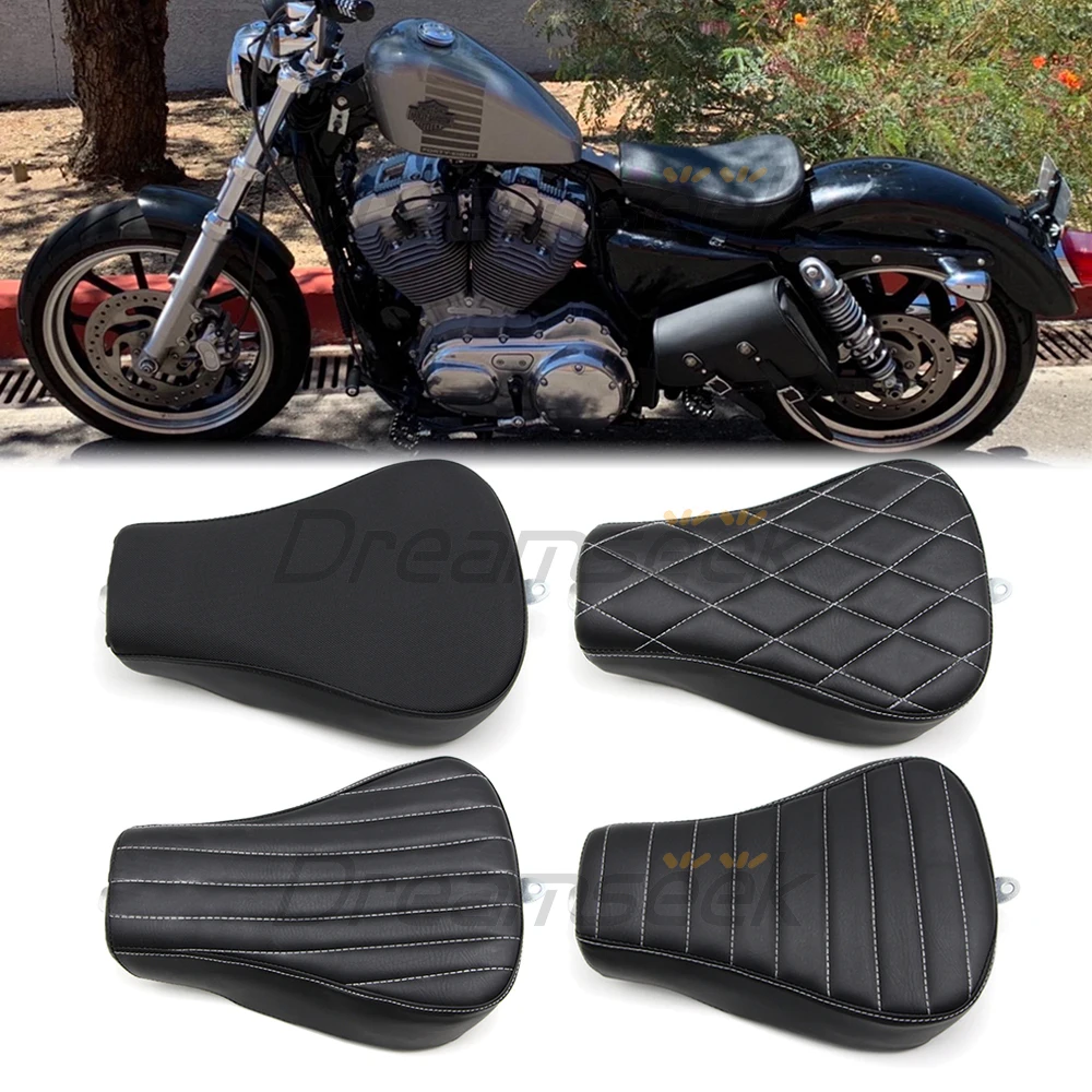 Front Driver Solo Seat for Harley Sportster XL883 48 1200V 72 1200X Motorcycle Black Rider Cushion Pu Leather Retro Pillow